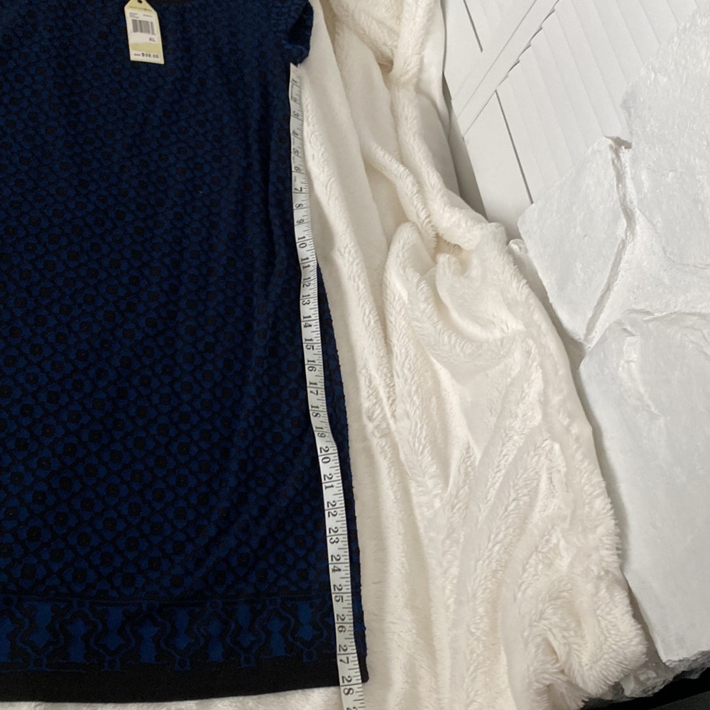 NWT Sofie Max XL Blue & Black design lined cap sleeved dress or long tunic - Picture 9 of 14